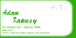 adam kapusy business card